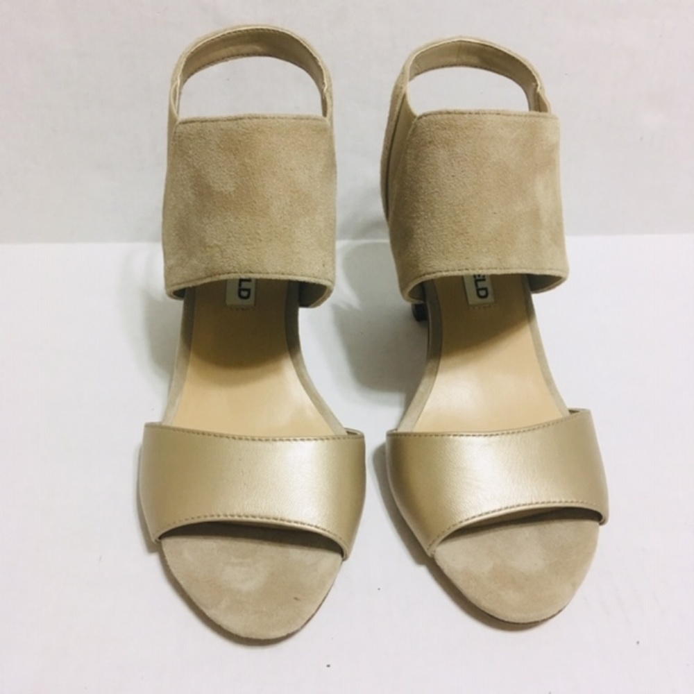 Karl Lagerfeld Paris Suede/Leather Lt Tan Heels 7M - Picture 2 of 8